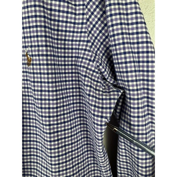 Ralph Lauren Large Purple Blue Plaid Long Sleeve Button Down Cotton Shirt - Picture 10 of 11